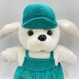 Vintage Nanco Dog Blue Corduroy Overalls Railroad 11" Plush Green Stuffed Animal